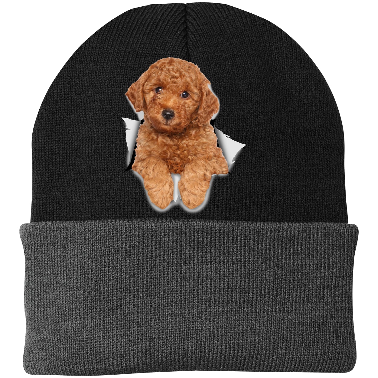 CP90 Port & Company Knit Beanie - Black/Gray