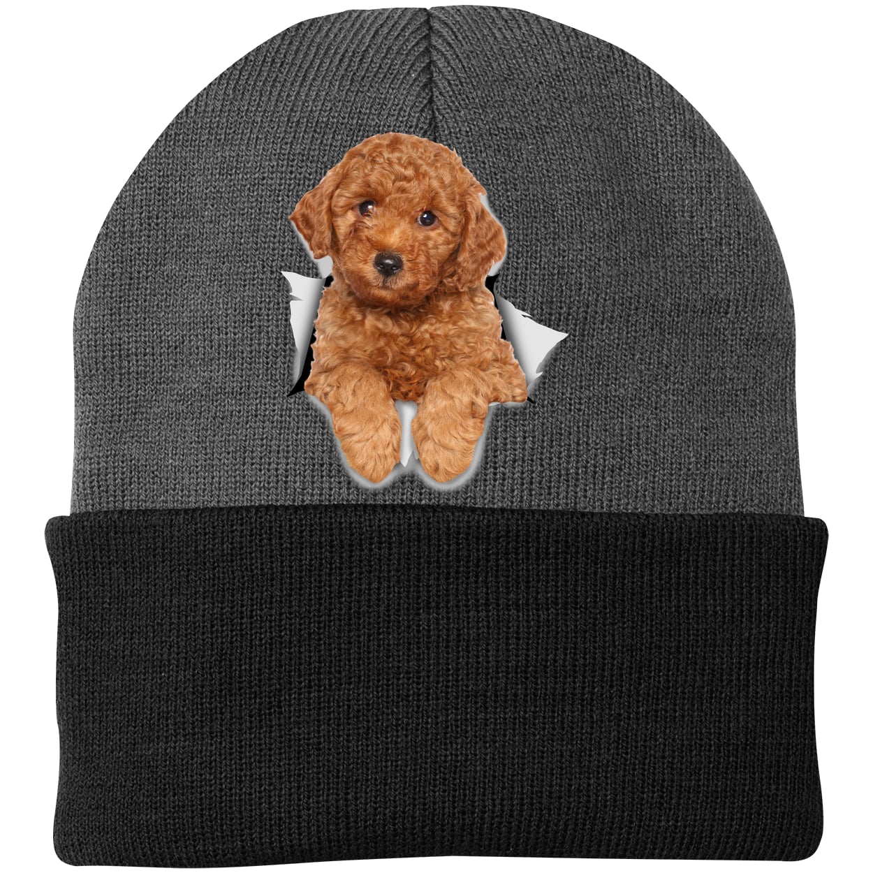 CP90 Port & Company Knit Beanie - Athletic Oxford/Black
