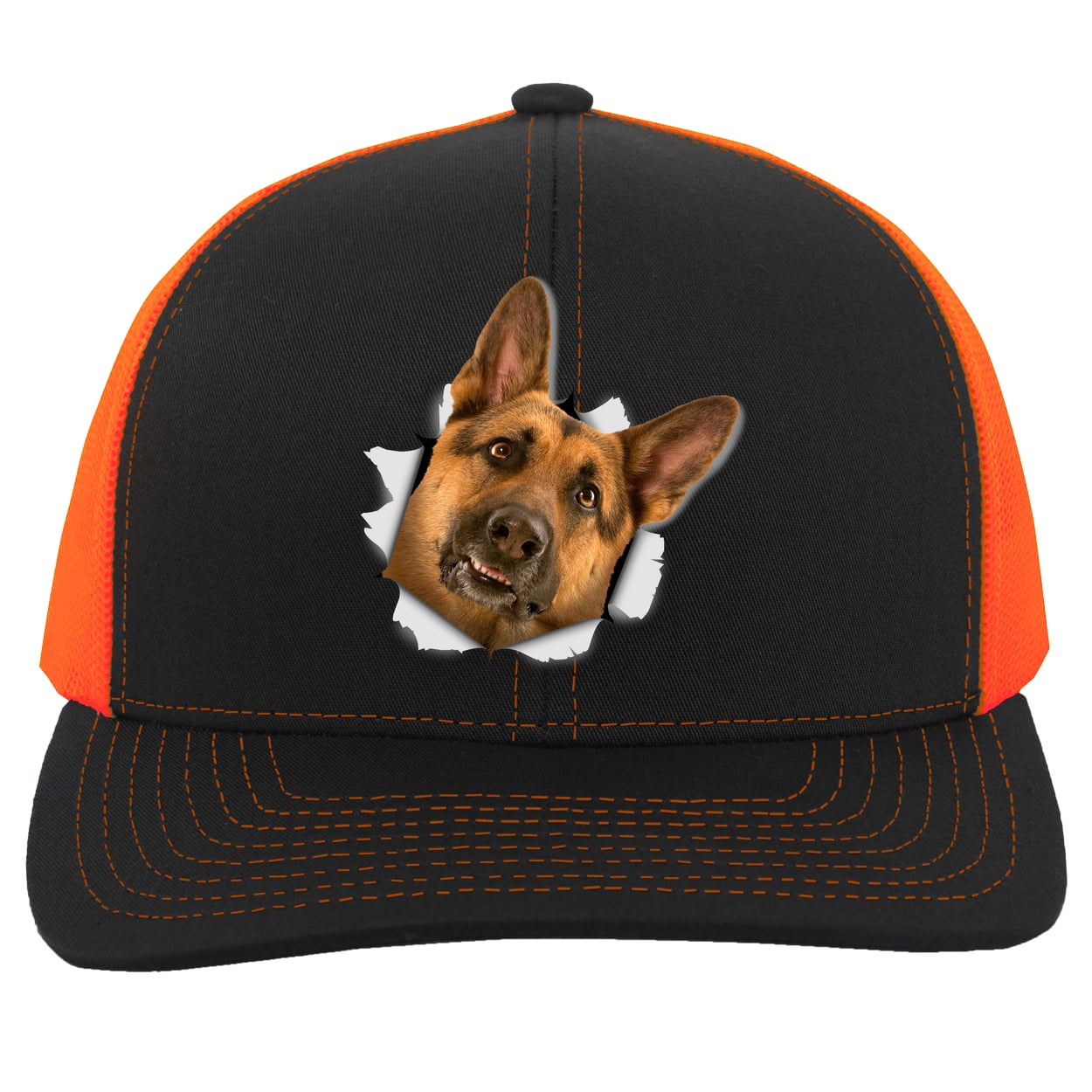 104C Trucker Snap Back - Black/Neon Orange