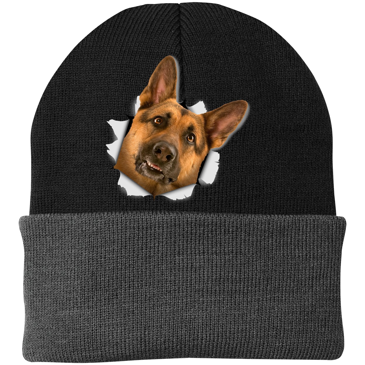 CP90 Port & Company Knit Beanie - Black/Gray