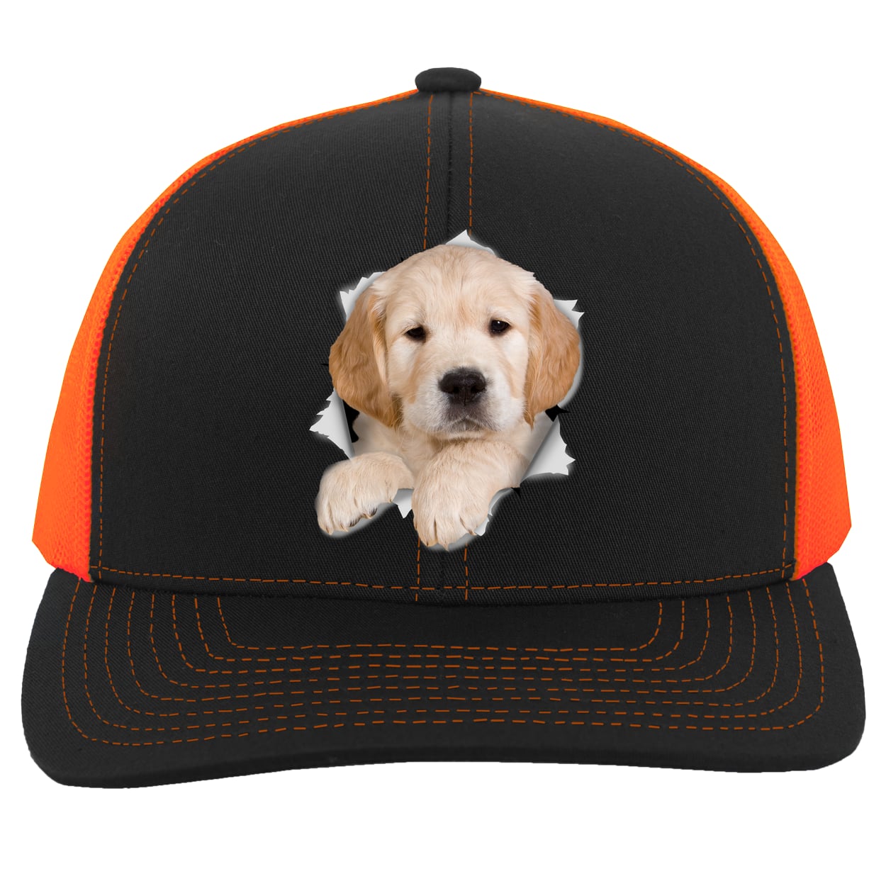 104C Trucker Snap Back - Black/Neon Orange