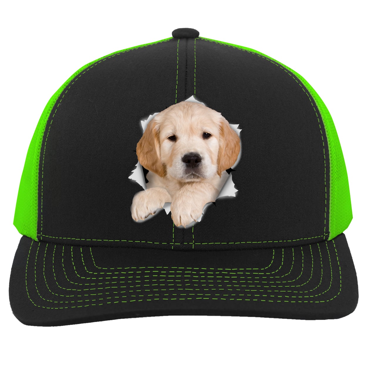 104C Trucker Snap Back - Black/Neon Green