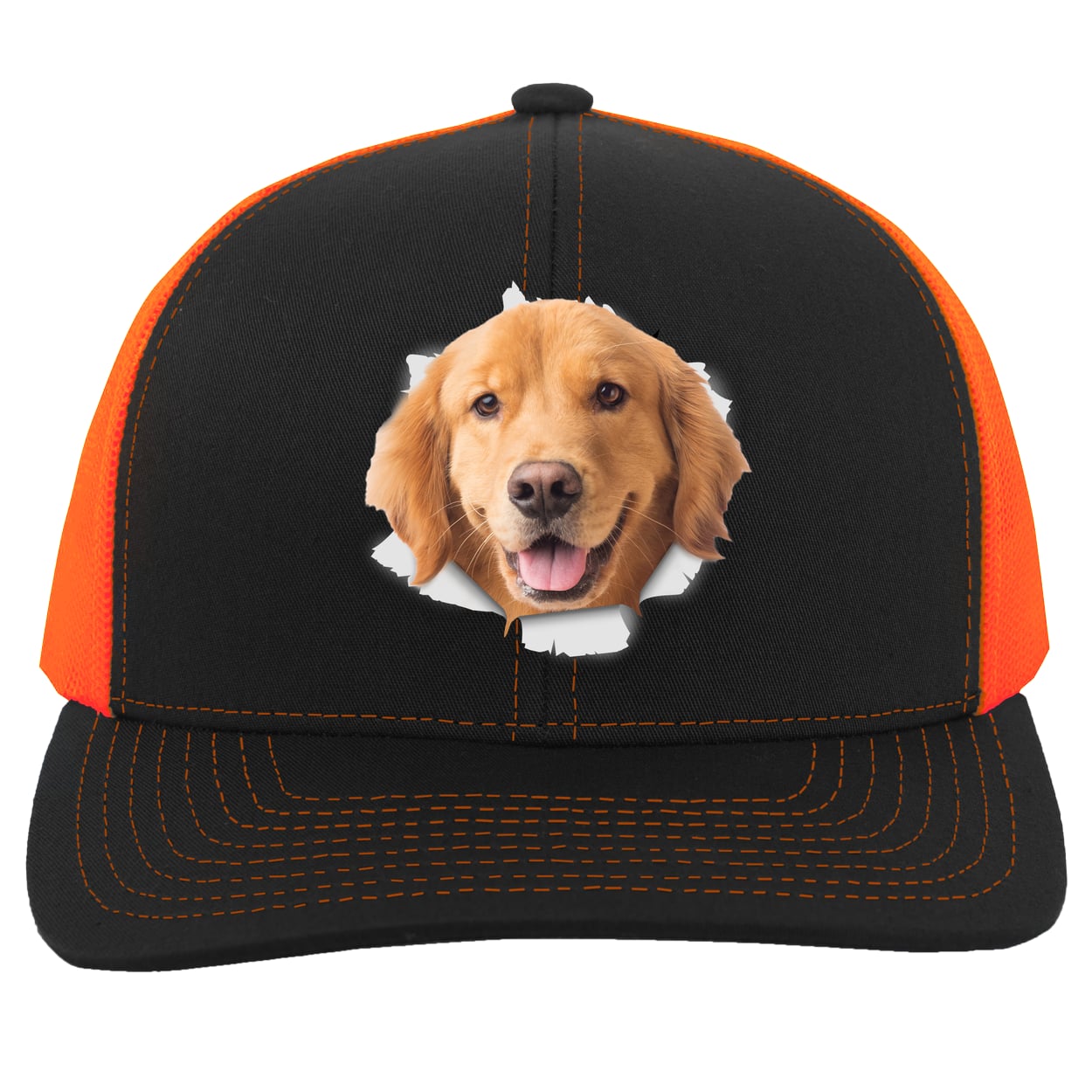 104C Trucker Snap Back - Black/Neon Orange