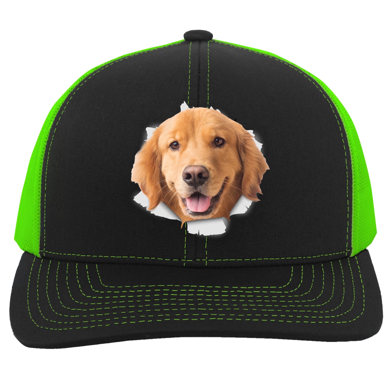 104C Trucker Snap Back - Black/Neon Green