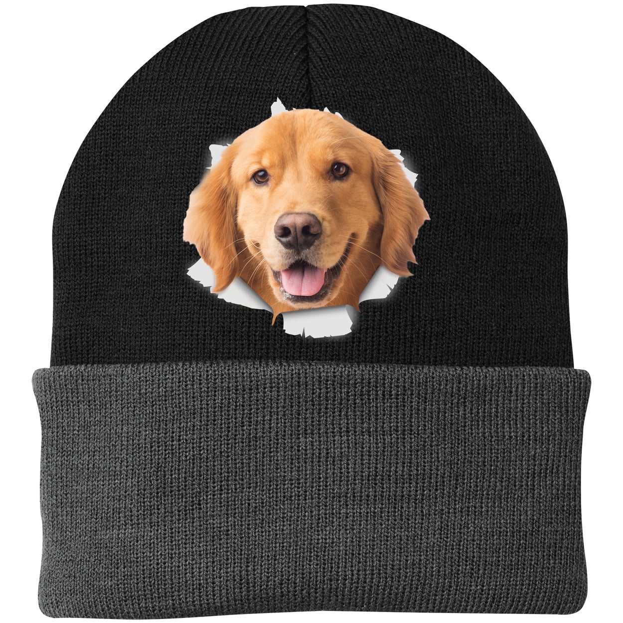 CP90 Port & Company Knit Beanie - Black/Gray