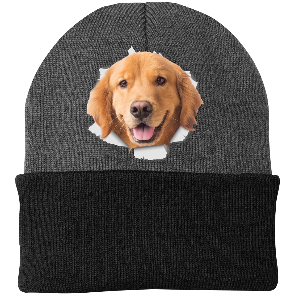 CP90 Port & Company Knit Beanie - Athletic Oxford/Black