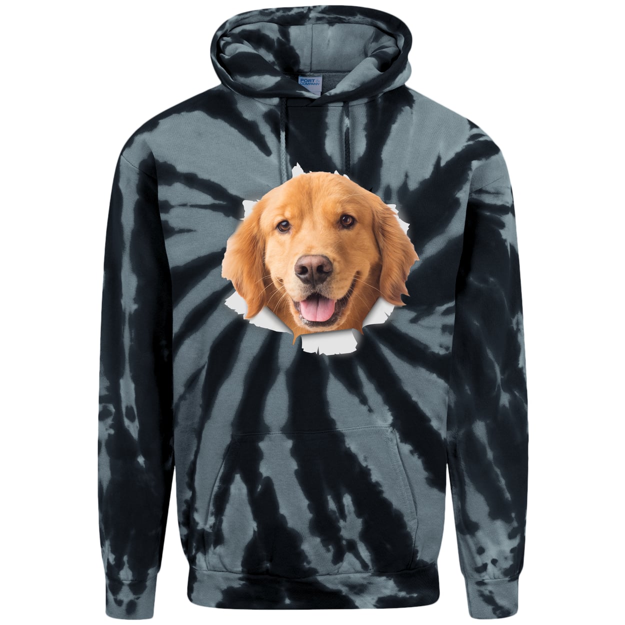PC146 Port & Company Adult Tie-Dye Pullover Hoodie - Black