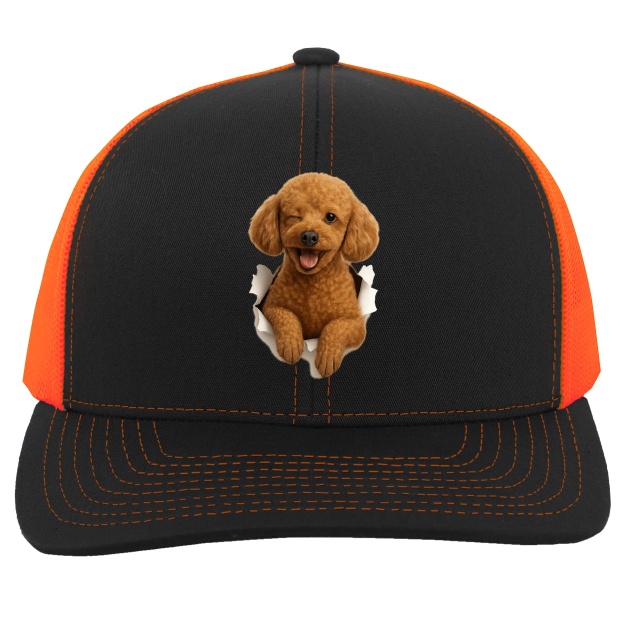 104C Trucker Snap Back - Black/Neon Orange