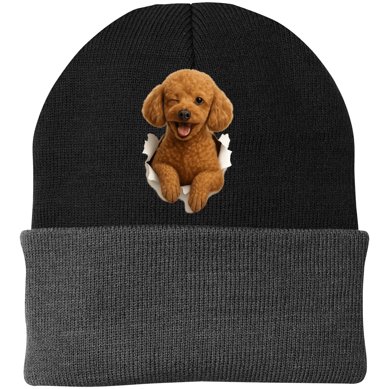CP90 Port & Company Knit Beanie - Black/Gray