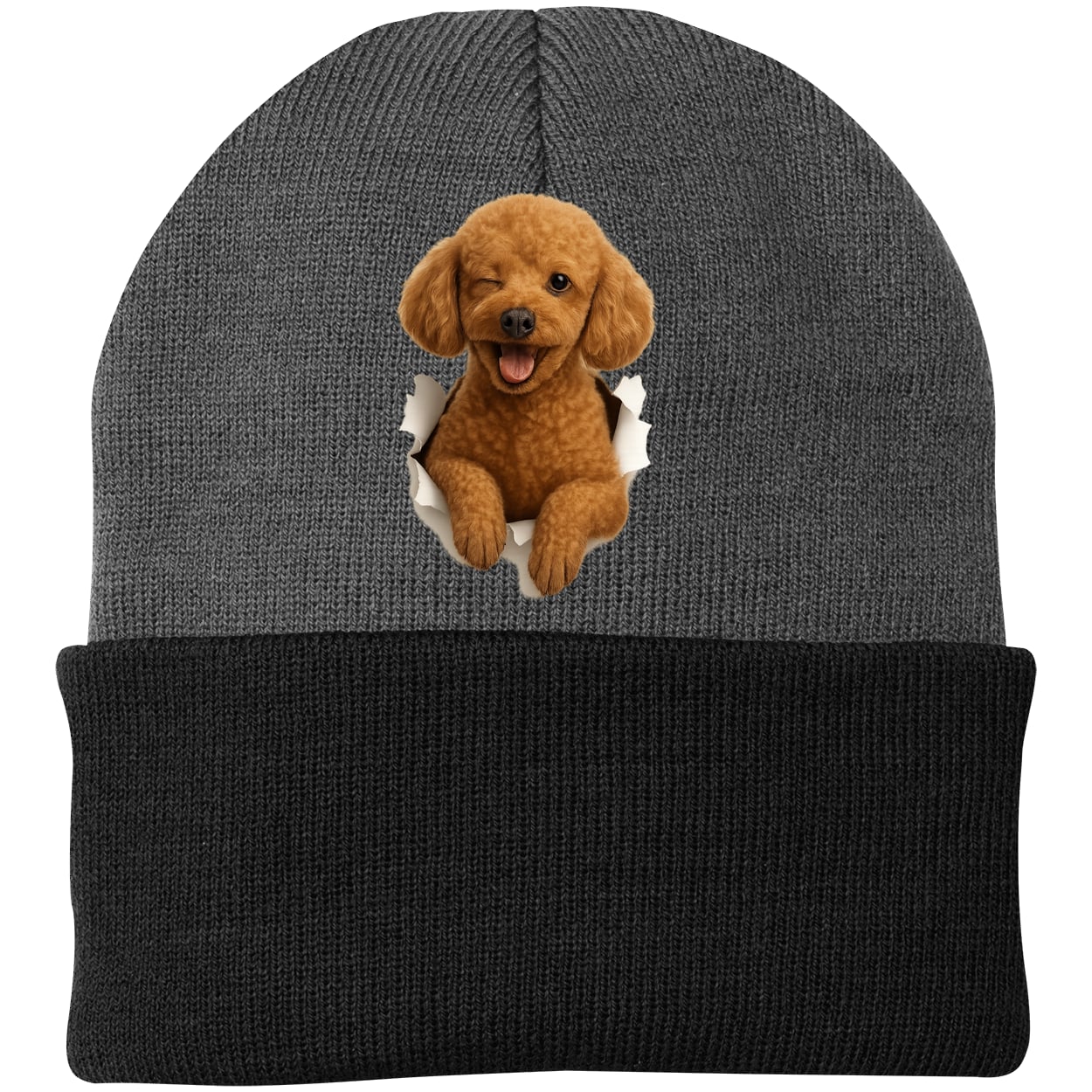 CP90 Port & Company Knit Beanie - Athletic Oxford/Black