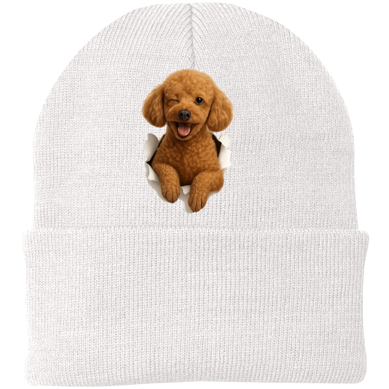 CP90 Port & Company Knit Beanie - White