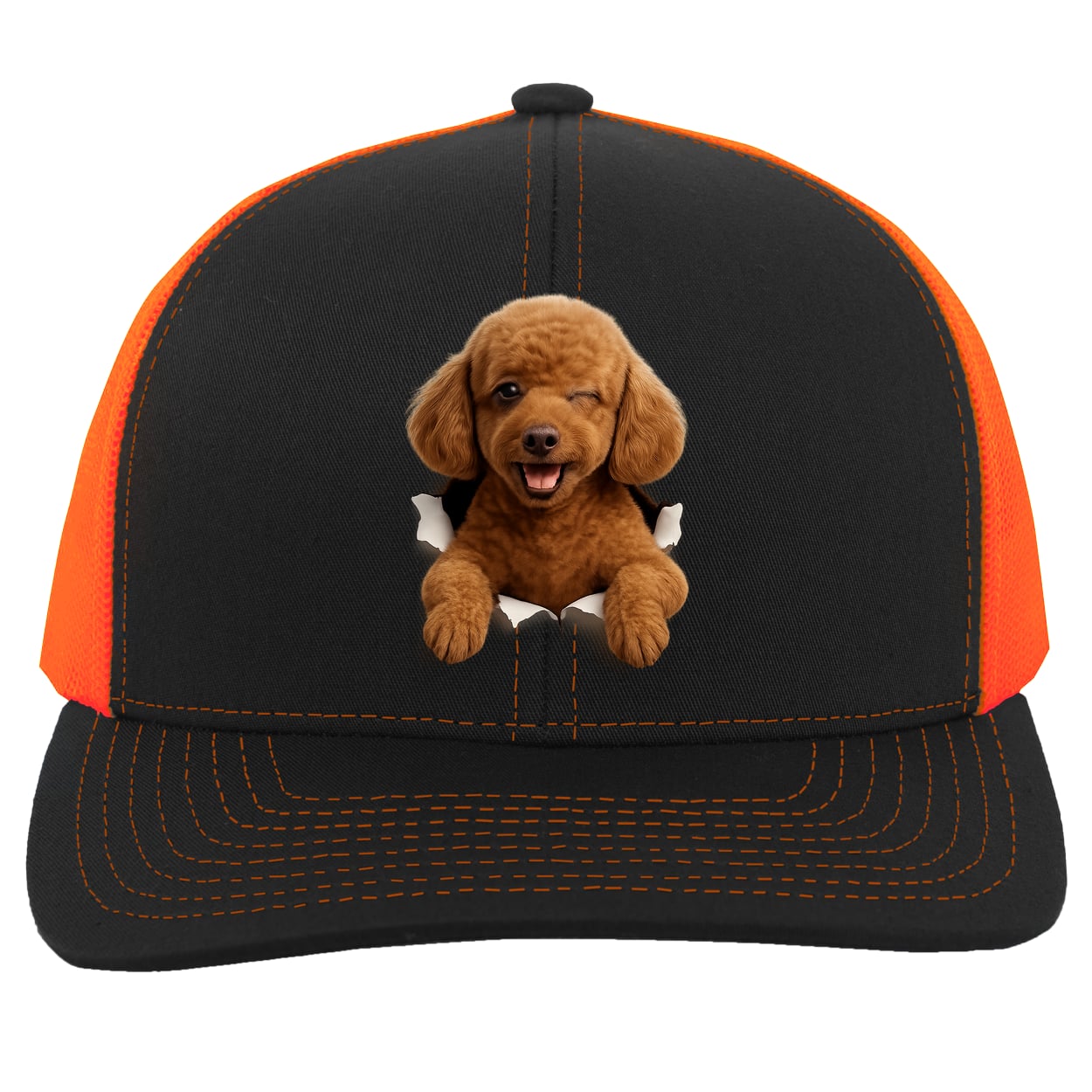 104C Trucker Snap Back - Black/Neon Orange