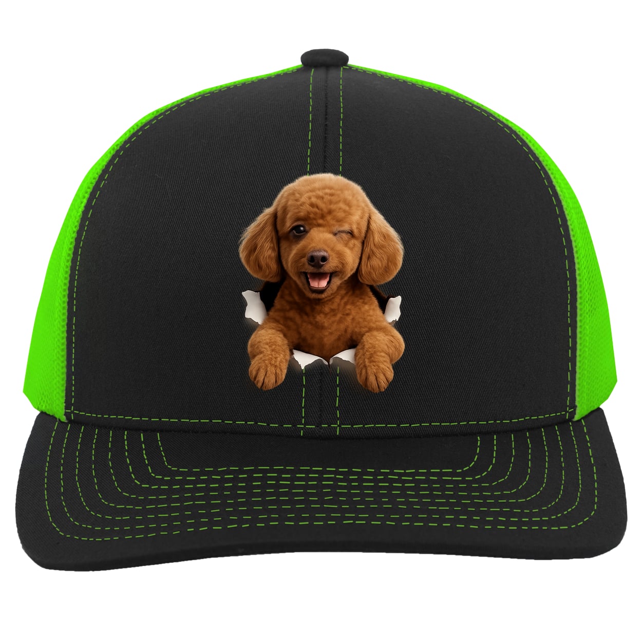 104C Trucker Snap Back - Black/Neon Green