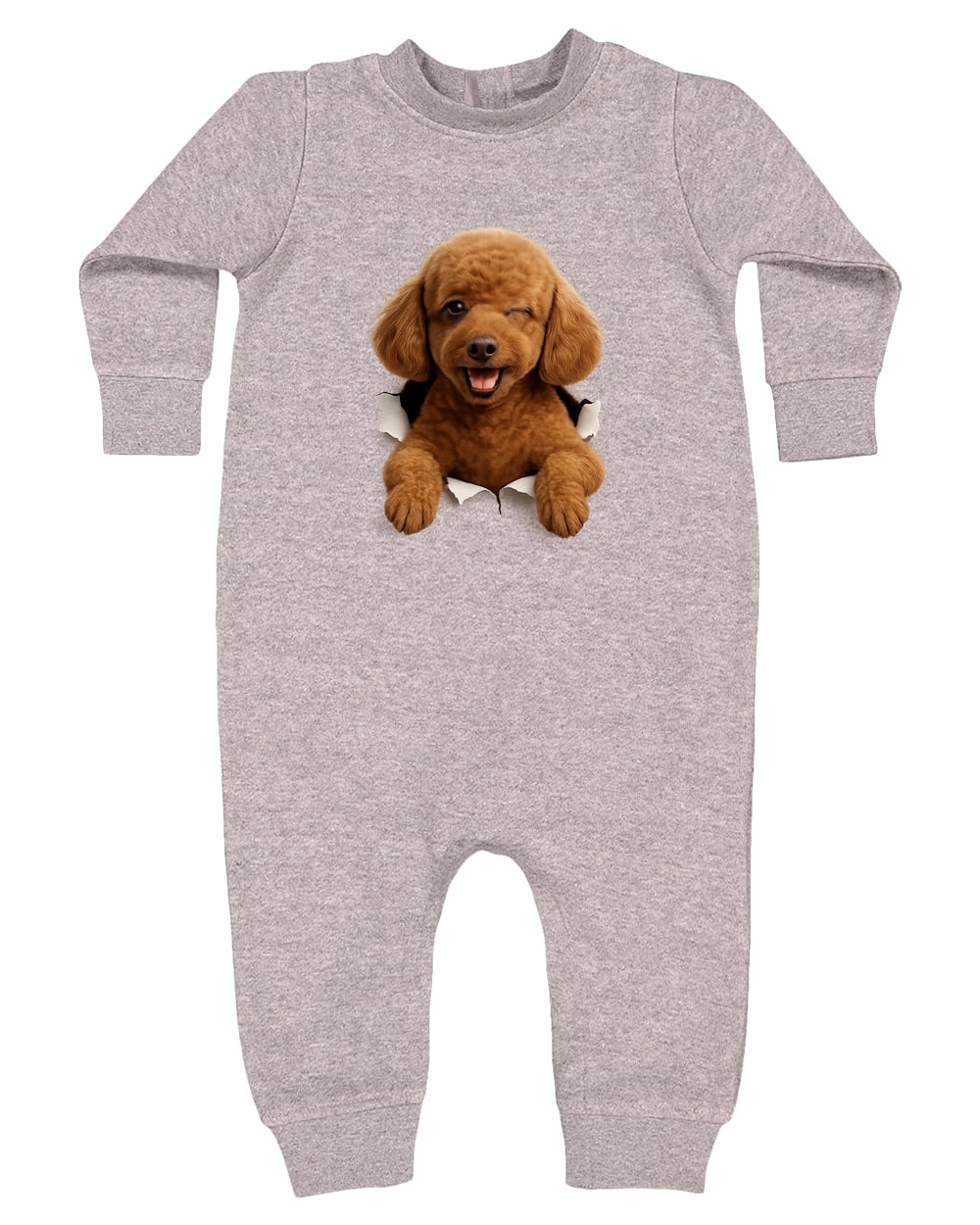 4447 Rabbit Skins Infant Fleece One-Piece Bodysuit - Heather Grey