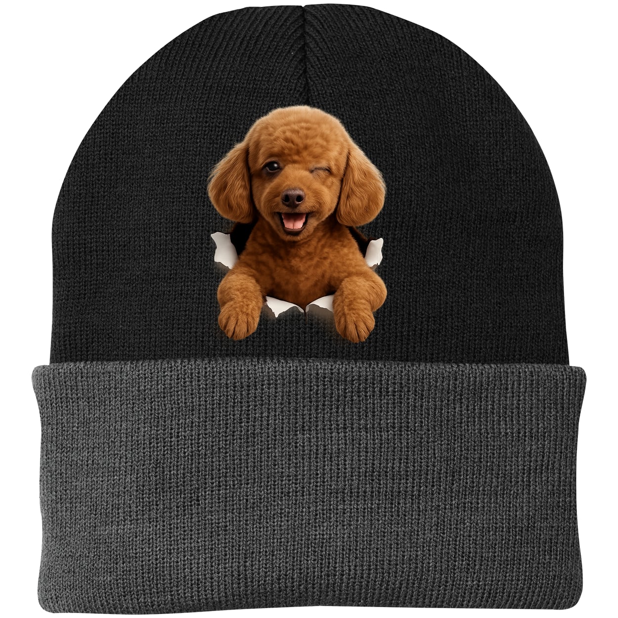 CP90 Port & Company Knit Beanie - Black/Gray
