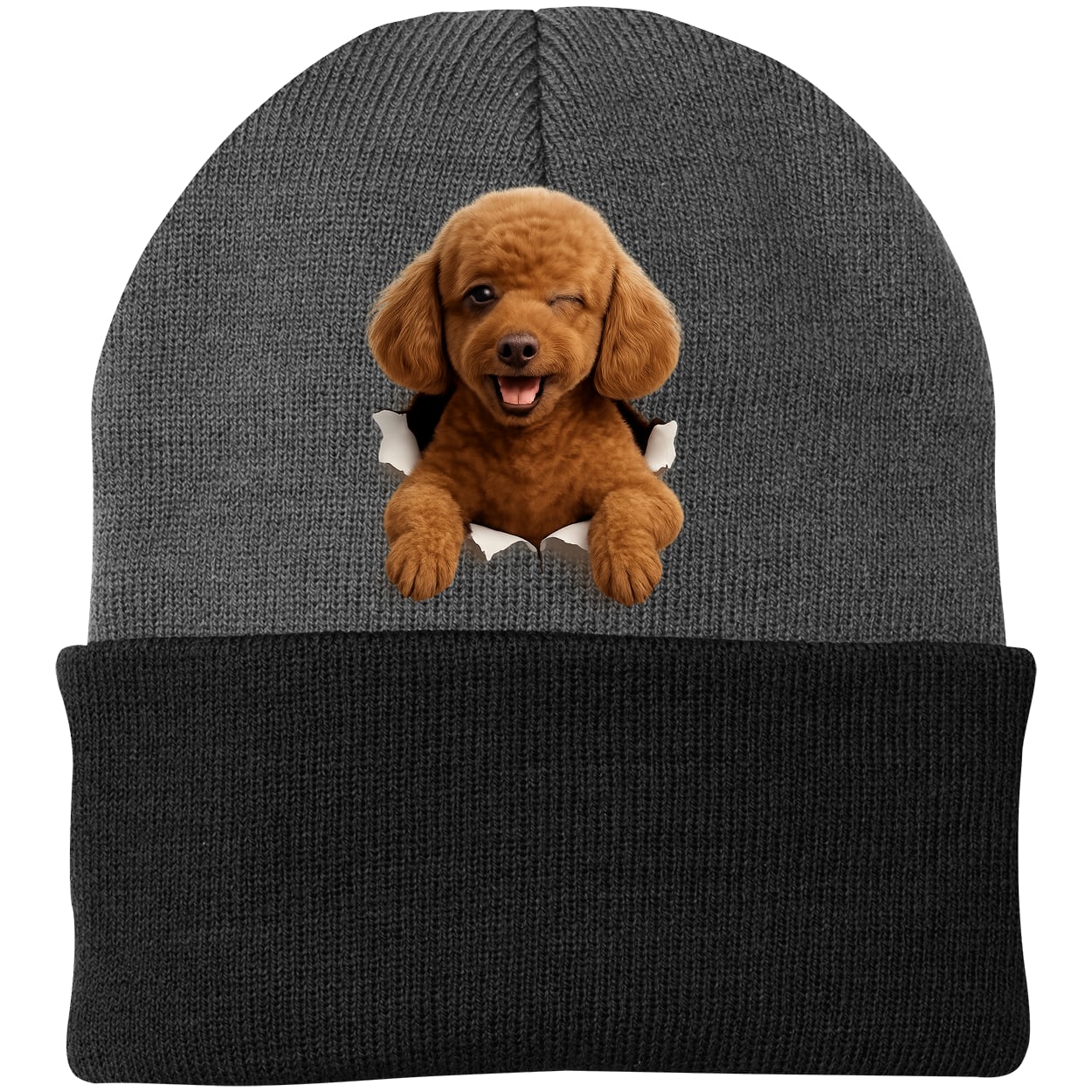 CP90 Port & Company Knit Beanie - Athletic Oxford/Black