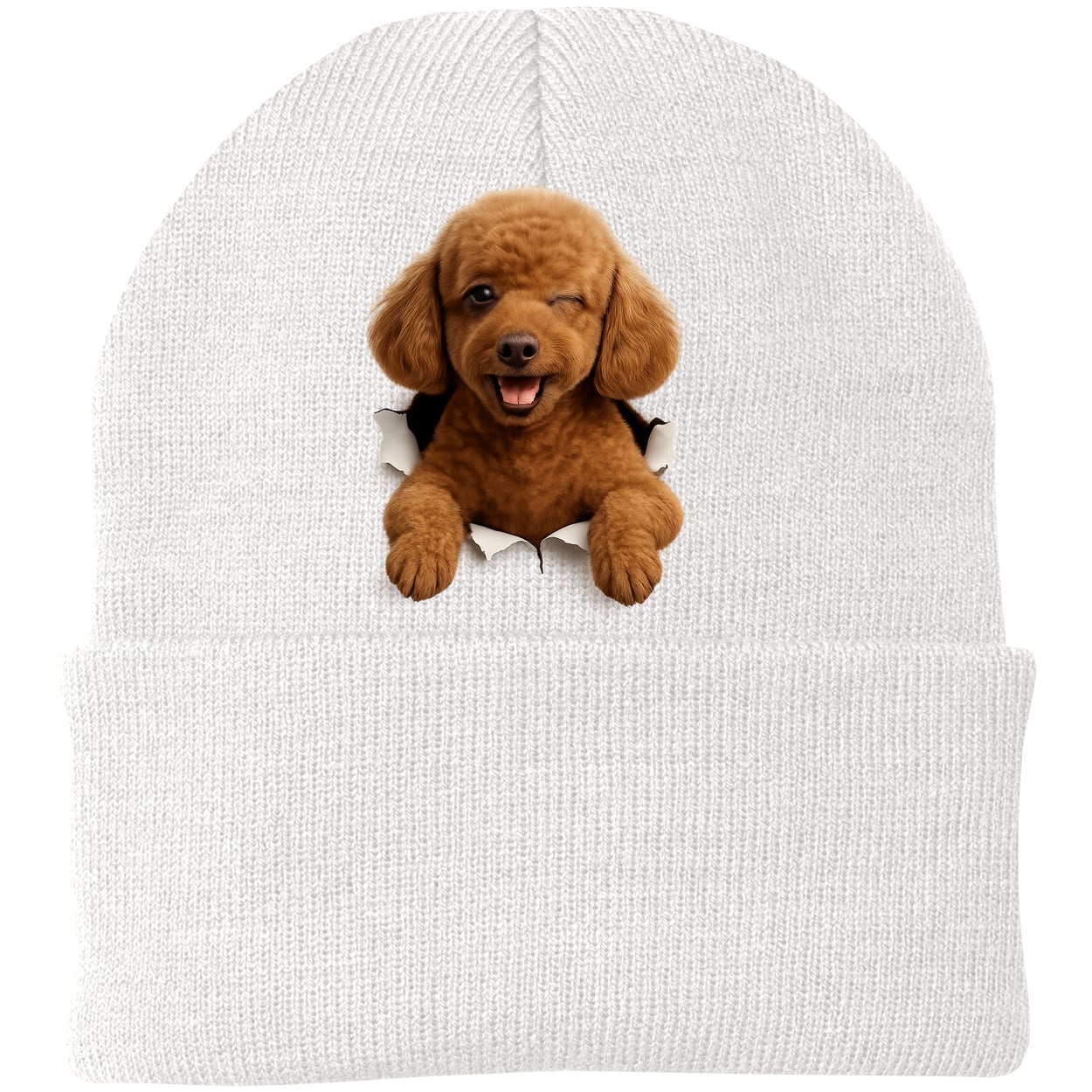 CP90 Port & Company Knit Beanie - White