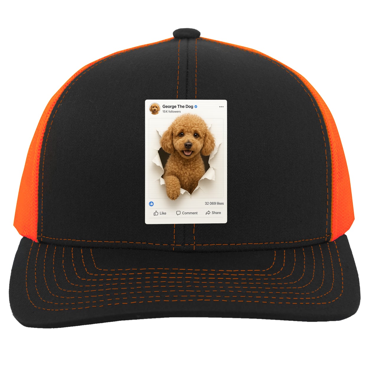 104C Trucker Snap Back - Black/Neon Orange