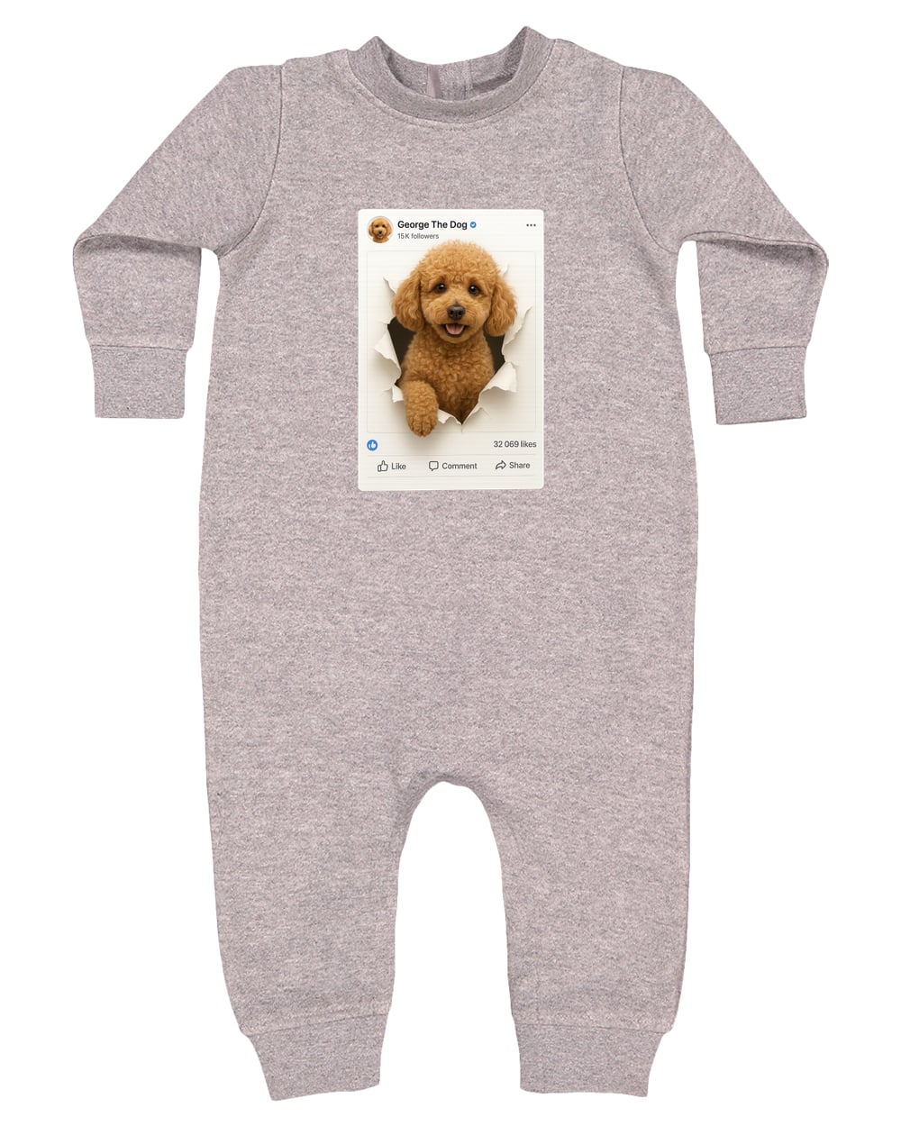 4447 Rabbit Skins Infant Fleece One-Piece Bodysuit - Heather Grey