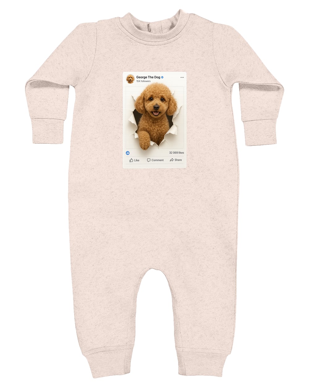 4447 Rabbit Skins Infant Fleece One-Piece Bodysuit - Natural Heather