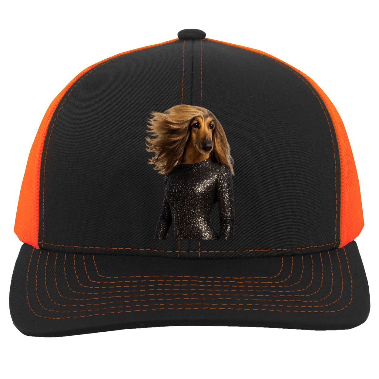 104C Trucker Snap Back - Black/Neon Orange