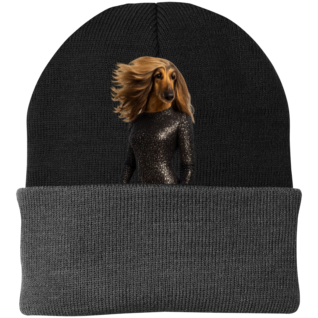 CP90 Port & Company Knit Beanie - Black/Gray