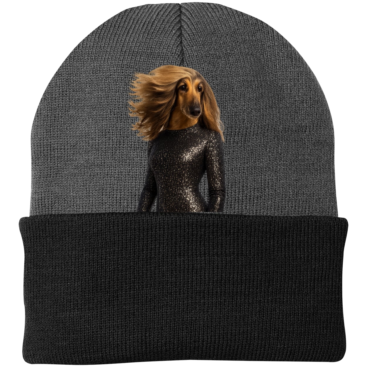 CP90 Port & Company Knit Beanie - Athletic Oxford/Black