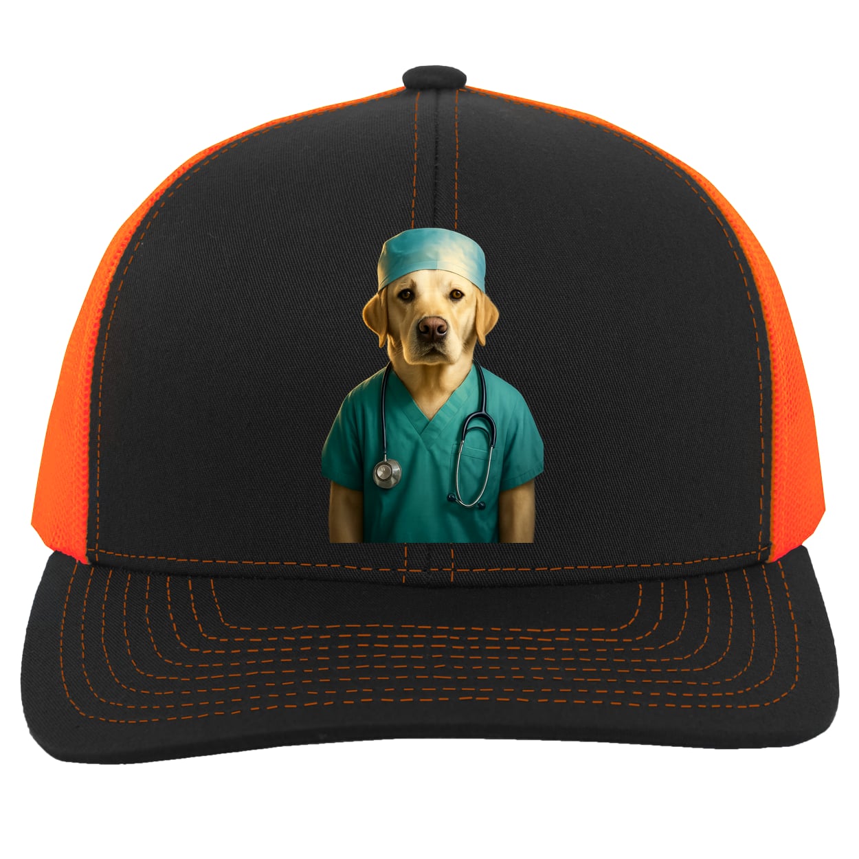 104C Trucker Snap Back - Black/Neon Orange