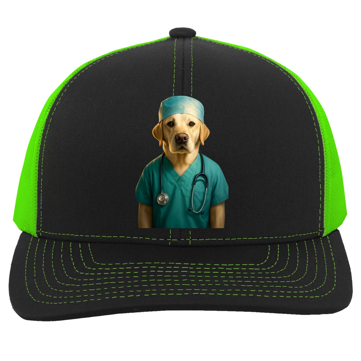 104C Trucker Snap Back - Black/Neon Green