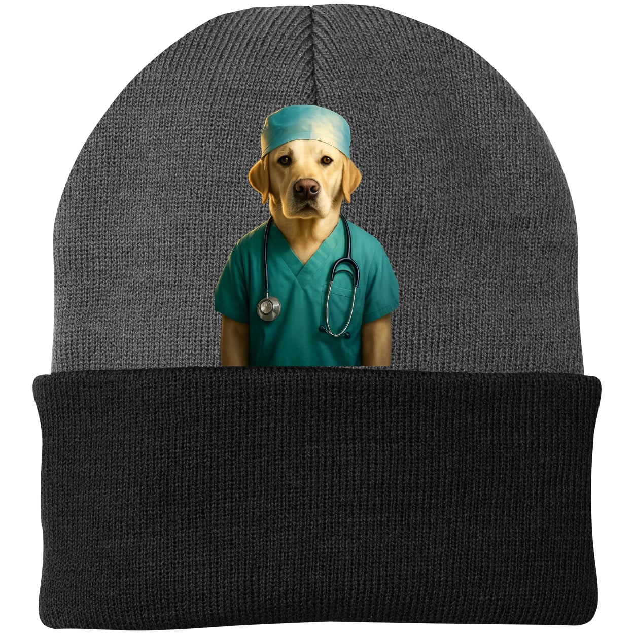 CP90 Port & Company Knit Beanie - Athletic Oxford/Black