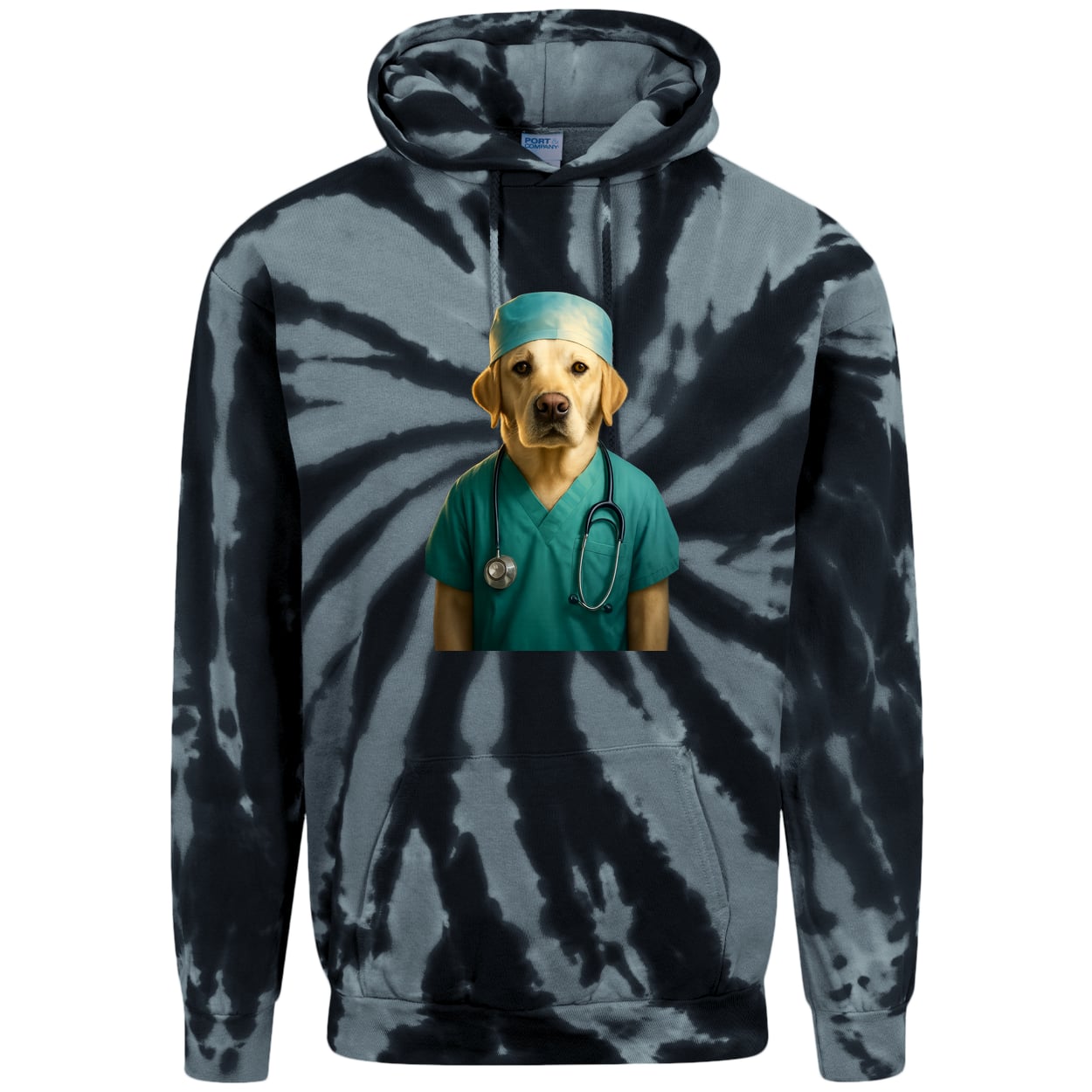 PC146 Port & Company Adult Tie-Dye Pullover Hoodie - Black