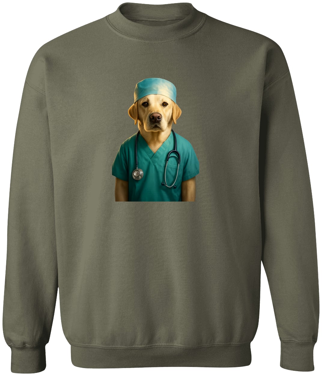 G180 Gildan Crewneck Pullover Sweatshirt - Military Green