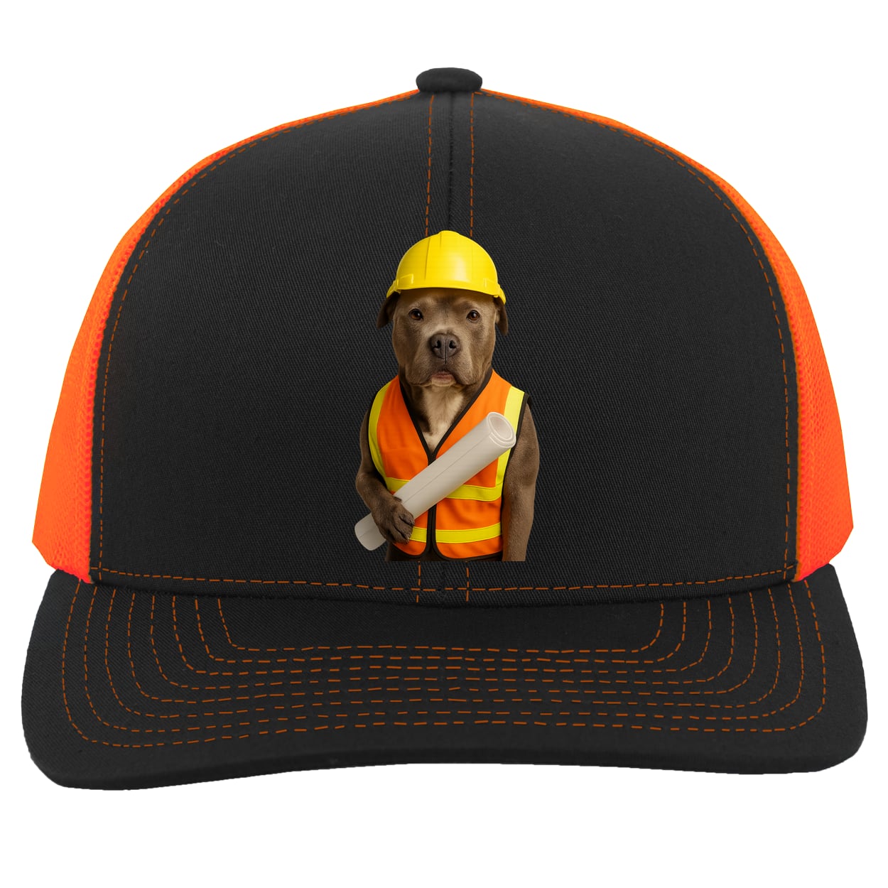 104C Trucker Snap Back - Black/Neon Orange