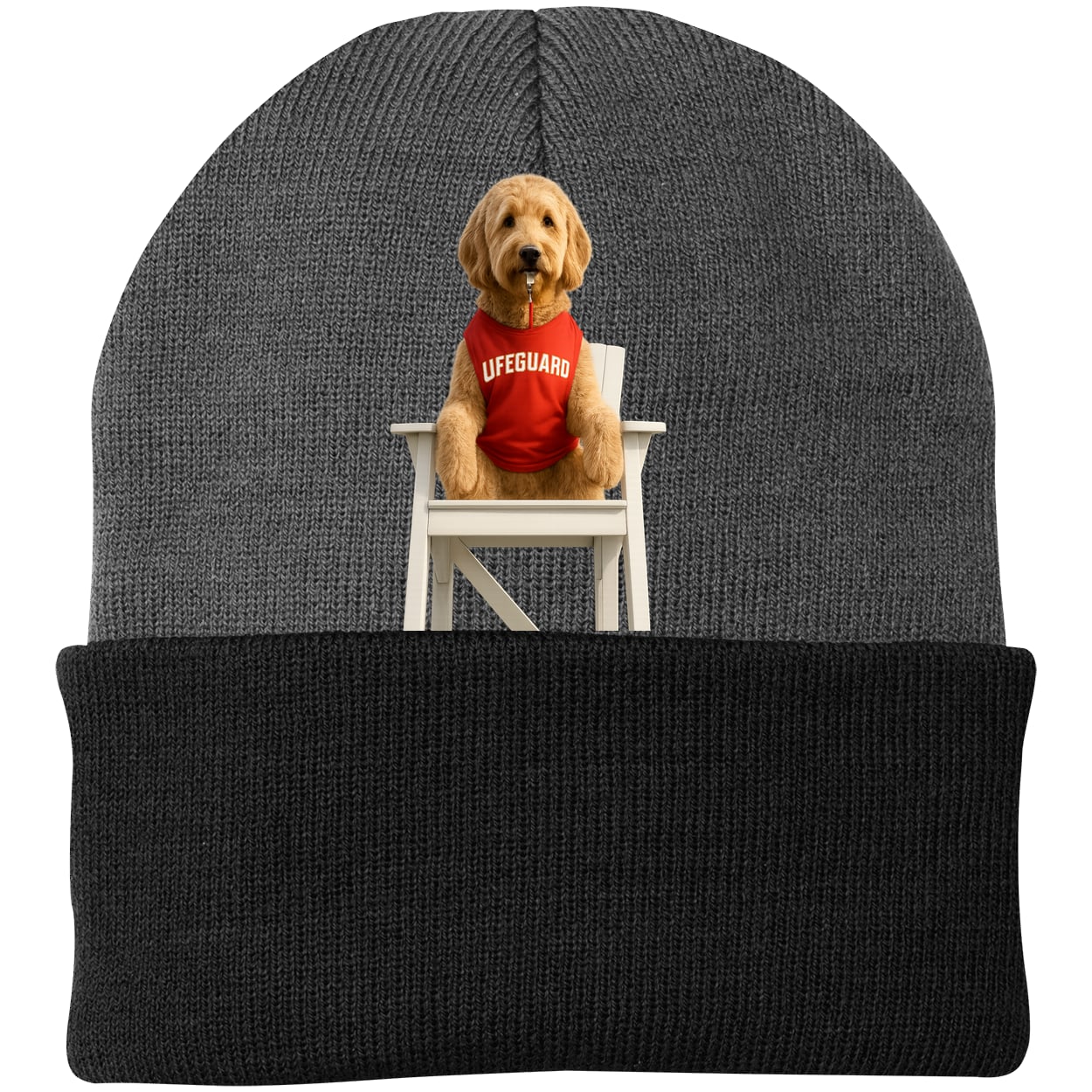 CP90 Port & Company Knit Beanie - Athletic Oxford/Black