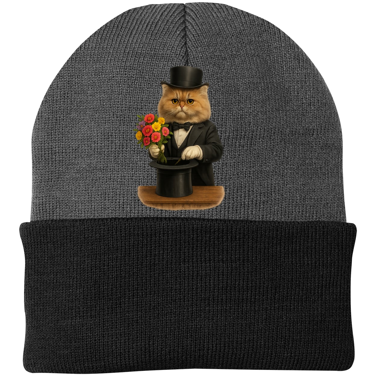 CP90 Port & Company Knit Beanie - Athletic Oxford/Black