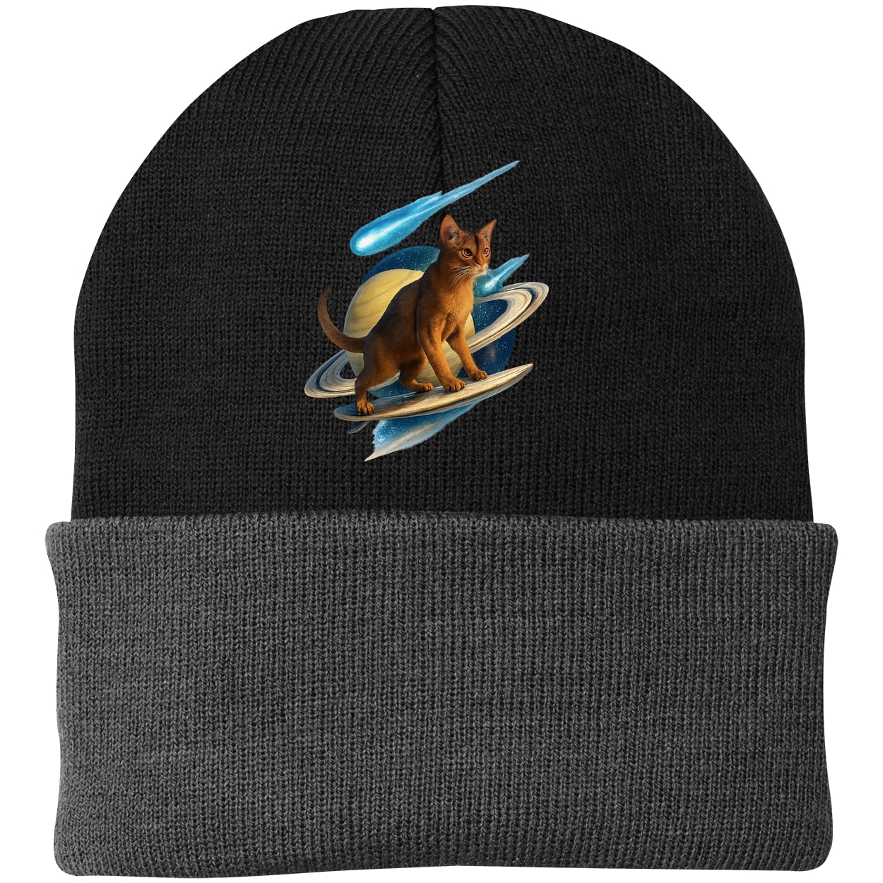 CP90 Port & Company Knit Beanie - Black/Gray