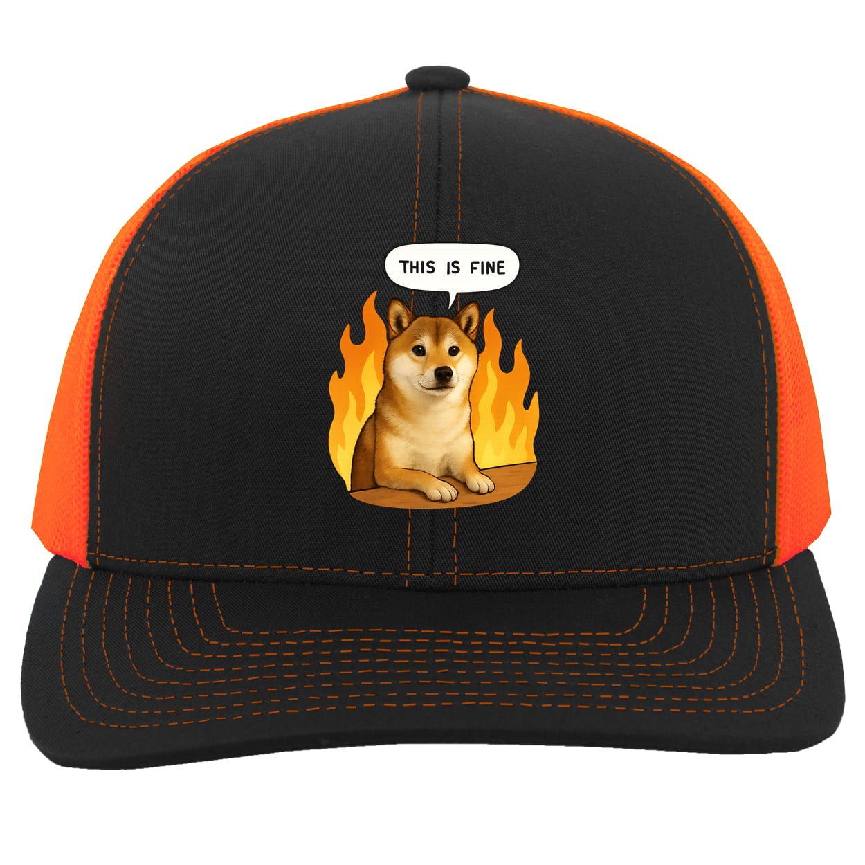 104C Trucker Snap Back - Black/Neon Orange
