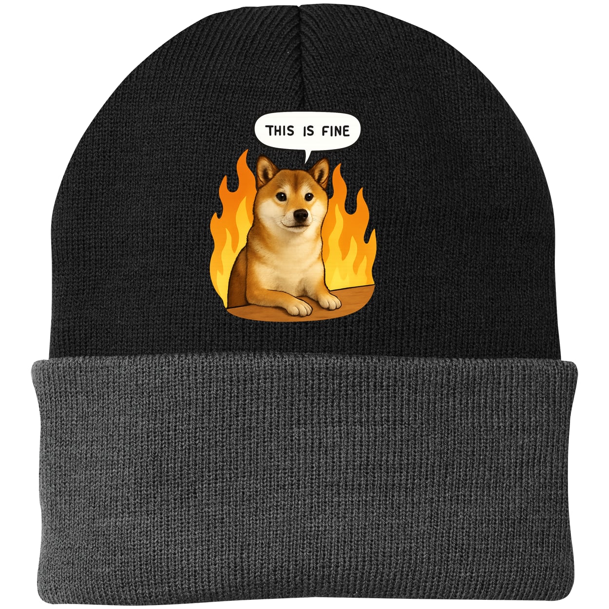 CP90 Port & Company Knit Beanie - Black/Gray