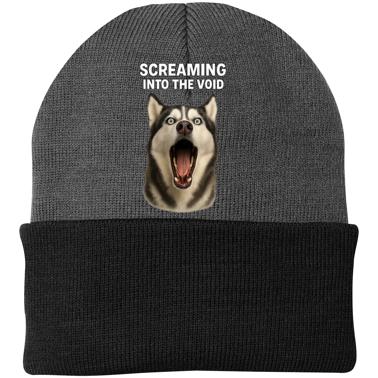 CP90 Port & Company Knit Beanie - Athletic Oxford/Black