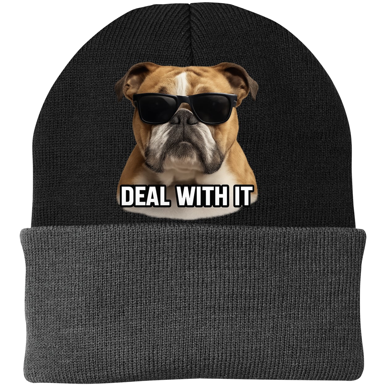 CP90 Port & Company Knit Beanie - Black/Gray