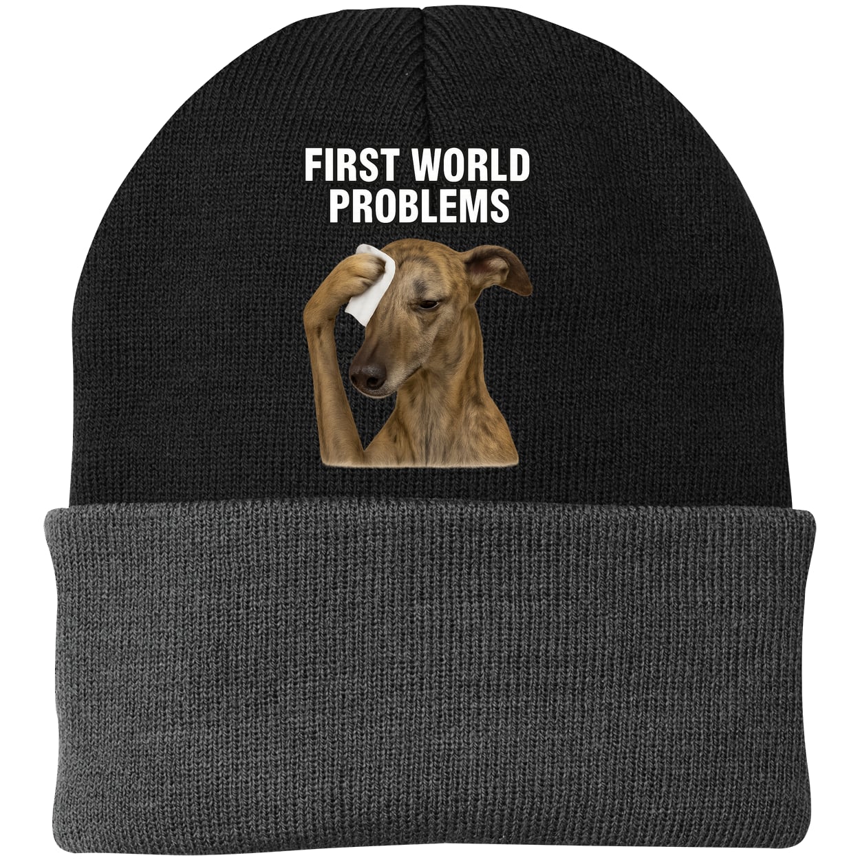 CP90 Port & Company Knit Beanie - Black/Gray