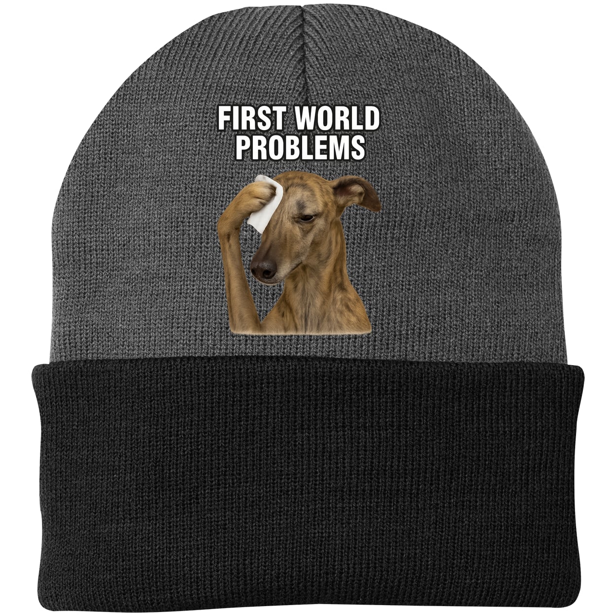 CP90 Port & Company Knit Beanie - Athletic Oxford/Black