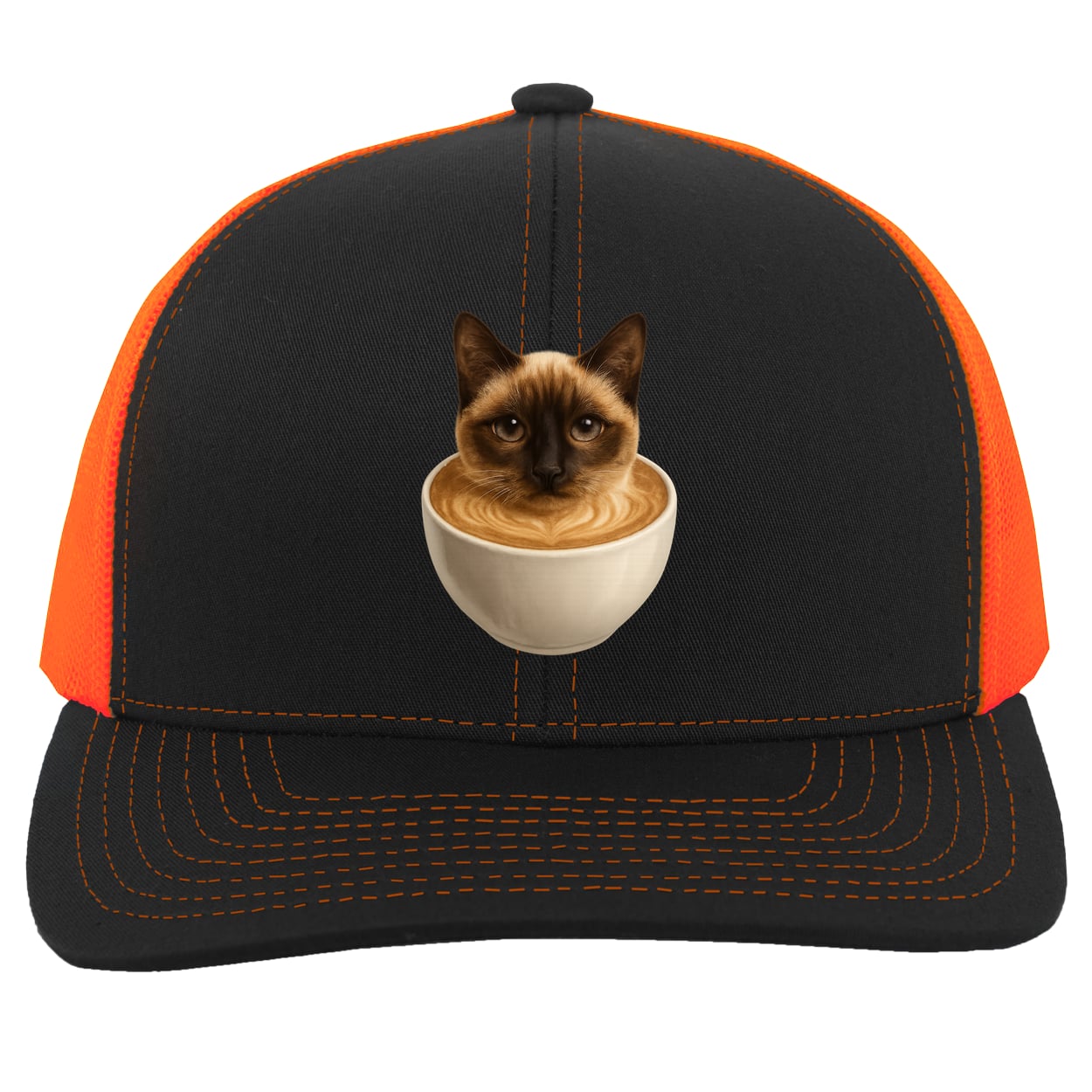 104C Trucker Snap Back - Black/Neon Orange