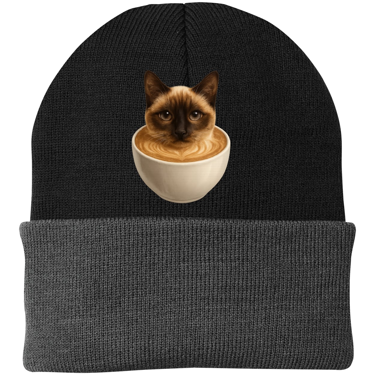CP90 Port & Company Knit Beanie - Black/Gray