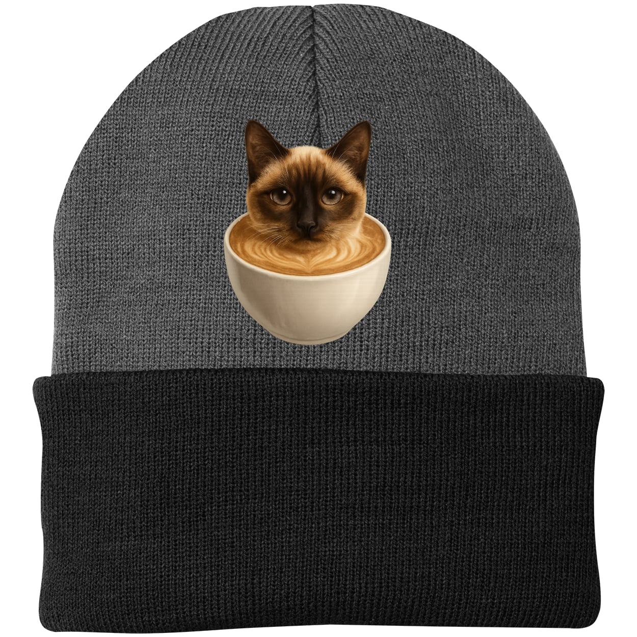 CP90 Port & Company Knit Beanie - Athletic Oxford/Black