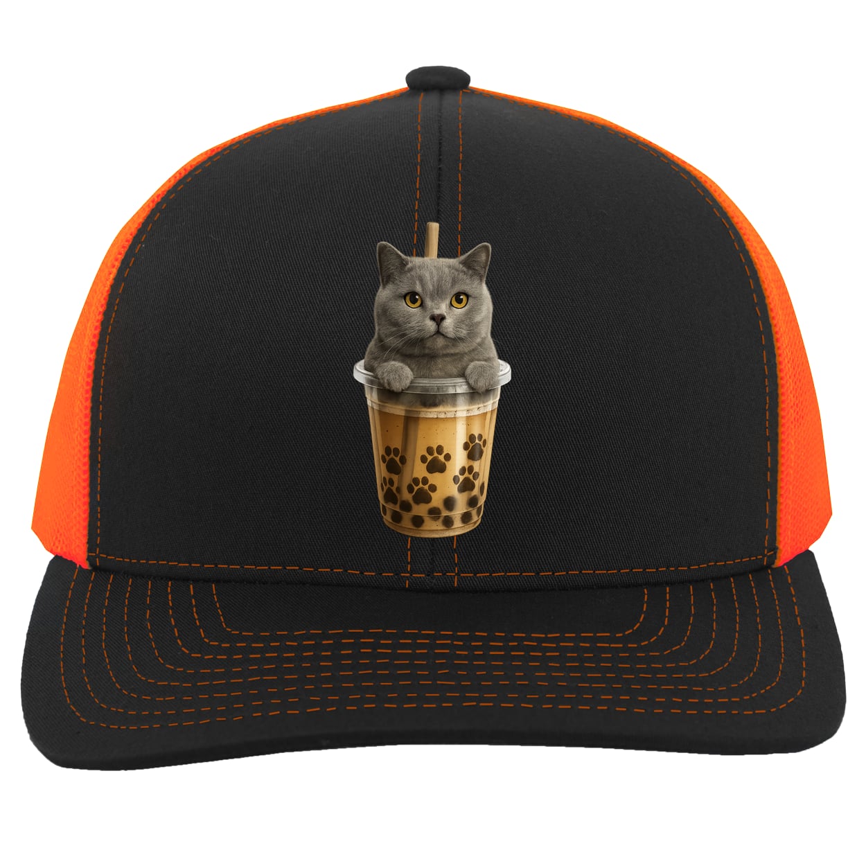 104C Trucker Snap Back - Black/Neon Orange