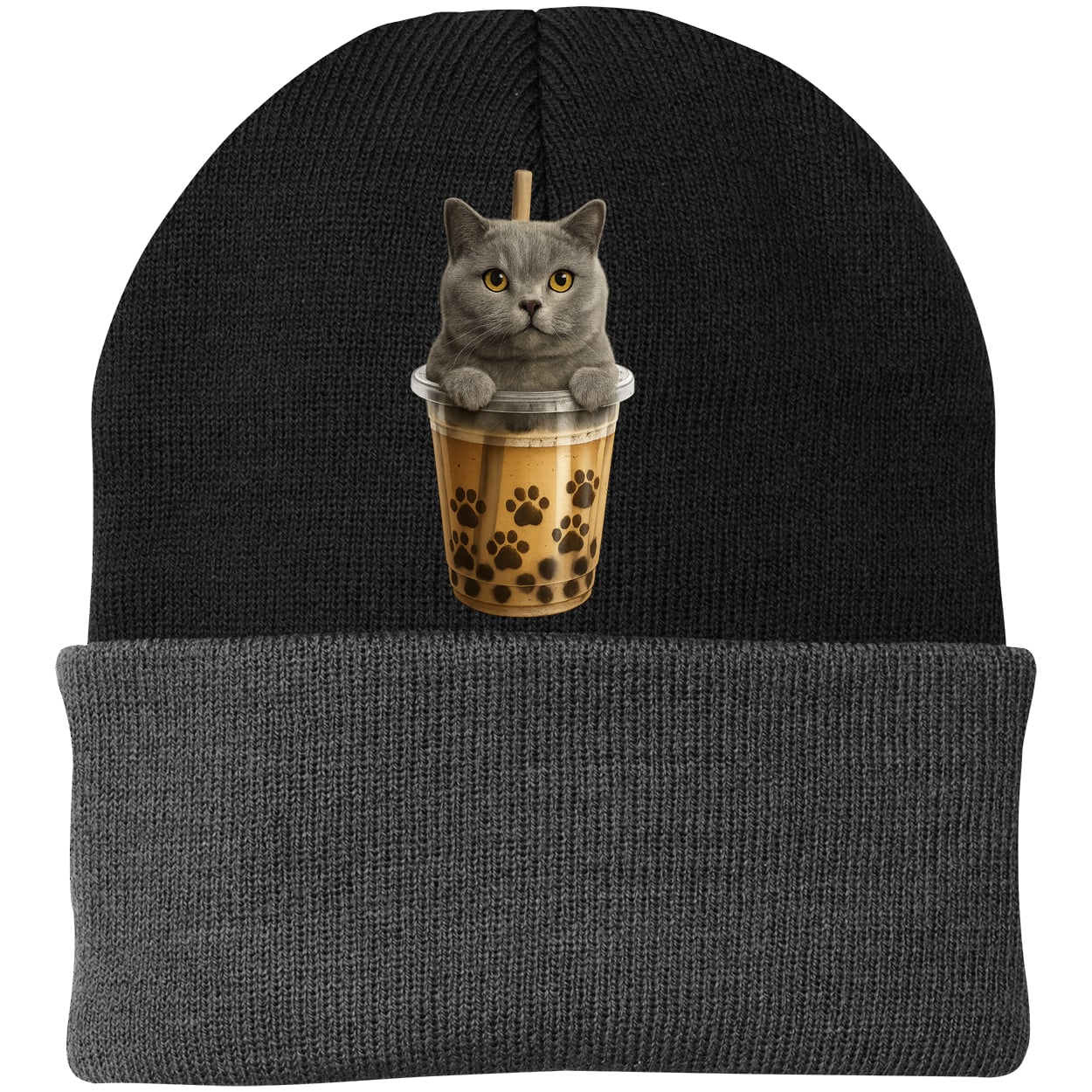 CP90 Port & Company Knit Beanie - Black/Gray