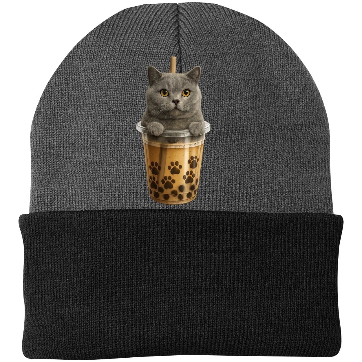 CP90 Port & Company Knit Beanie - Athletic Oxford/Black
