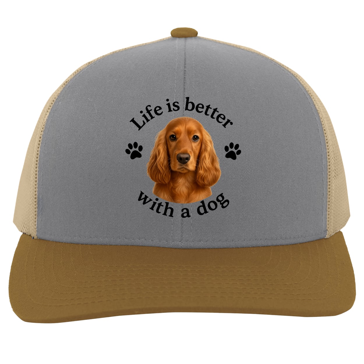 104C Trucker Snap Back - Heather/Beige/Amber