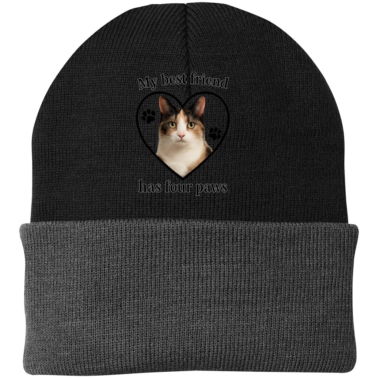 CP90 Port & Company Knit Beanie - Black/Gray